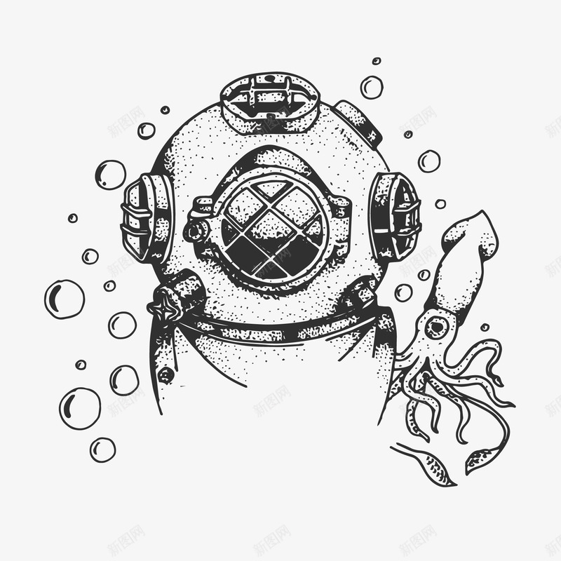 卡通手绘绘画海底png免抠素材_新图网 https://ixintu.com 手绘 气泡 海底 章鱼 素描 绘画 速写