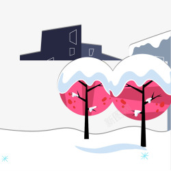 卡通冬季雪景素材