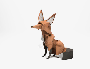 狐狸png免抠素材_新图网 https://ixintu.com 动物 摆件 木拼 棕色 装饰 雕塑