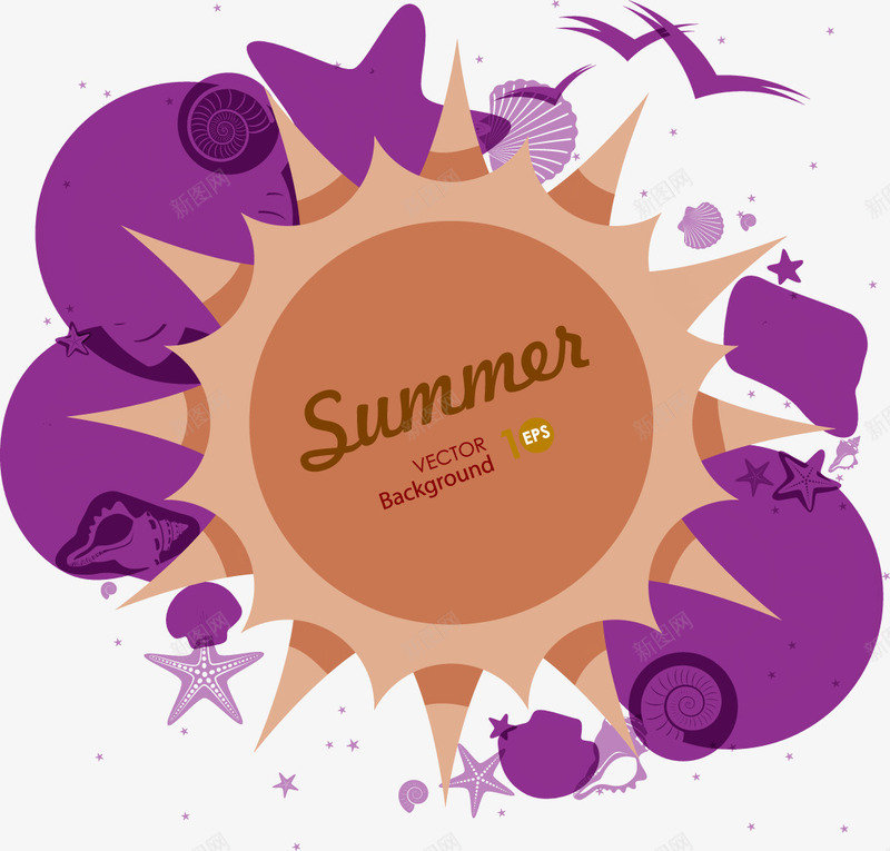 紫色夏天宣传海报png免抠素材_新图网 https://ixintu.com 夏天 暖色调 活跃 海报设计 装饰