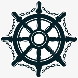 黑色铁链船舵装饰图案高清图片