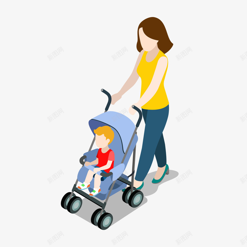妇女推着婴儿车装饰矢量图ai免抠素材_新图网 https://ixintu.com 人物 光泽 卡通 妇女 婴儿 婴儿车 手绘 投影 装饰 质感 阴影 矢量图