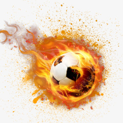 手绘创意带火的足球素材