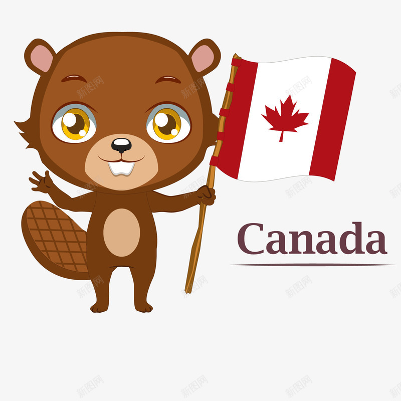 加拿大png免抠素材_新图网 https://ixintu.com 动物 国旗 松鼠 棕色
