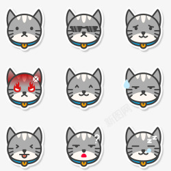 猫表情符号的面部表情素材