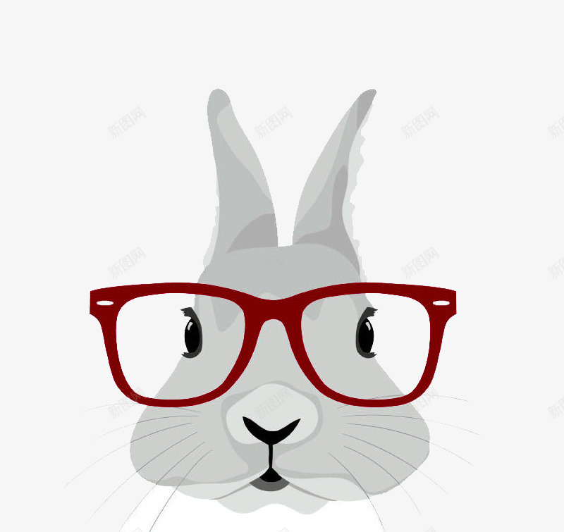 戴眼镜的兔子png免抠素材_新图网 https://ixintu.com 卡通 灰色 红色眼睛 萌