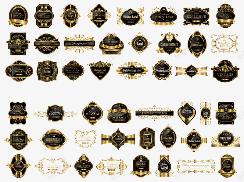 金色各式徽章标签png免抠素材_新图网 https://ixintu.com 华丽徽章 印章 标签 豪华 金色