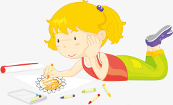 快乐劳动儿童节卡通可爱儿童画画高清图片