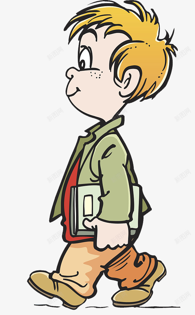 可爱小男孩拿着书走路png免抠素材_新图网 https://ixintu.com 卡通人物 卡通人物走路 可爱 小男孩 拿着书 走路