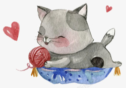 宠物球猫咪水粉画高清图片