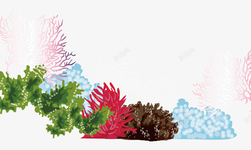 五颜六色的海草png免抠素材_新图网 https://ixintu.com 彩色 手绘 拟物化 海底生物 海草 矢量元素