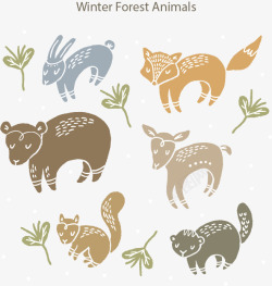 鍏悆镫傛冬天森林动物矢量图高清图片