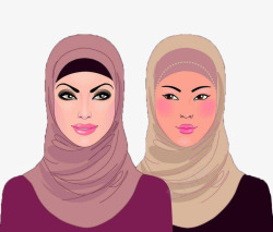包着头纱的穆斯林姐妹素材
