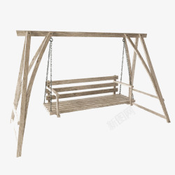 一个棕色悬挂木制吊椅棕色链条木制吊椅高清图片