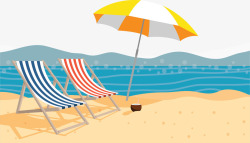 矢量太阳椅卡通沙滩矢量图高清图片