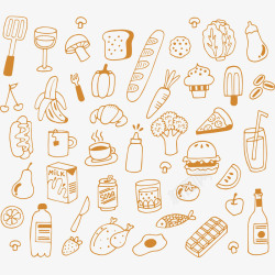 手绘食物汉堡包手绘食物背景矢量图高清图片