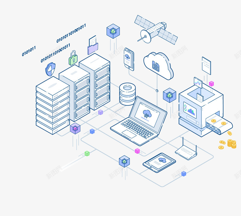 手绘商务办公设备png免抠素材_新图网 https://ixintu.com 免抠图 商务设备 抠图 插画 服务器 电脑 装饰画