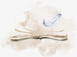 简约书本卡通手绘美丽的羽毛高清图片