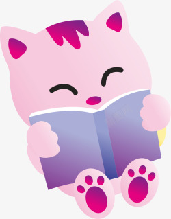 拿着书本的动物看书的猫咪矢量图高清图片