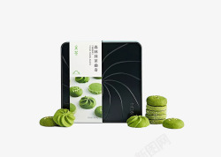 绿茶包装盒盒装绿茶曲奇饼干高清图片
