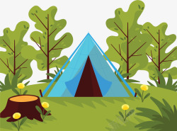 蓝色帐篷野外草地露营帐篷矢量图高清图片