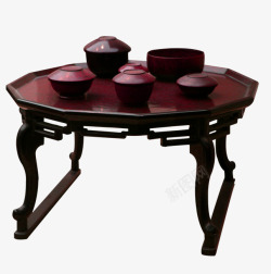 棕色中国风茶桌装饰图案素材