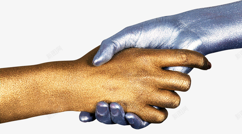 金色银色两手相握png免抠素材_新图网 https://ixintu.com 两人握手 两手 手 握手 现代感 相握 科技感 金色 银色