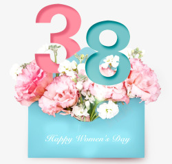 38妇女节快乐38妇女节白色玫瑰花高清图片