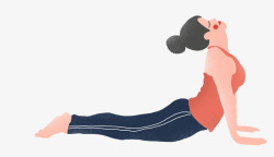 伸展手臂手绘人物插画健身伸展身体的女孩高清图片