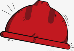 红色手绘安全帽矢量图素材