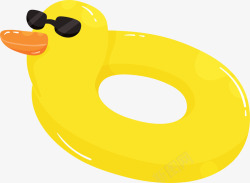 黄色鸭子泳圈黄色卡通小鸭子泳圈矢量图高清图片