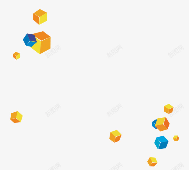彩色的水立方png免抠素材_新图网 https://ixintu.com 方块 正方体 水立方 漂浮的彩色方块