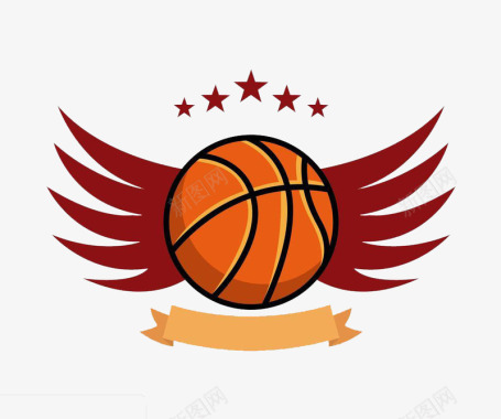 一个带翅膀的篮球标志图标图标