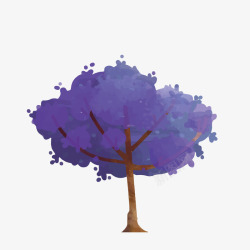 浪漫紫色水粉手绘树矢量图素材
