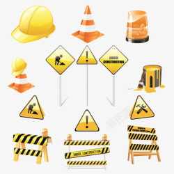 安全帽牌道路施工安全指示牌高清图片