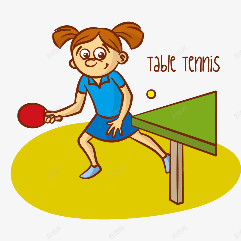 打乒乓球的人物矢量图ai免抠素材_新图网 https://ixintu.com 乒乓球 人物设计 卡通 小女孩 手绘 球类运动 运动员 矢量图