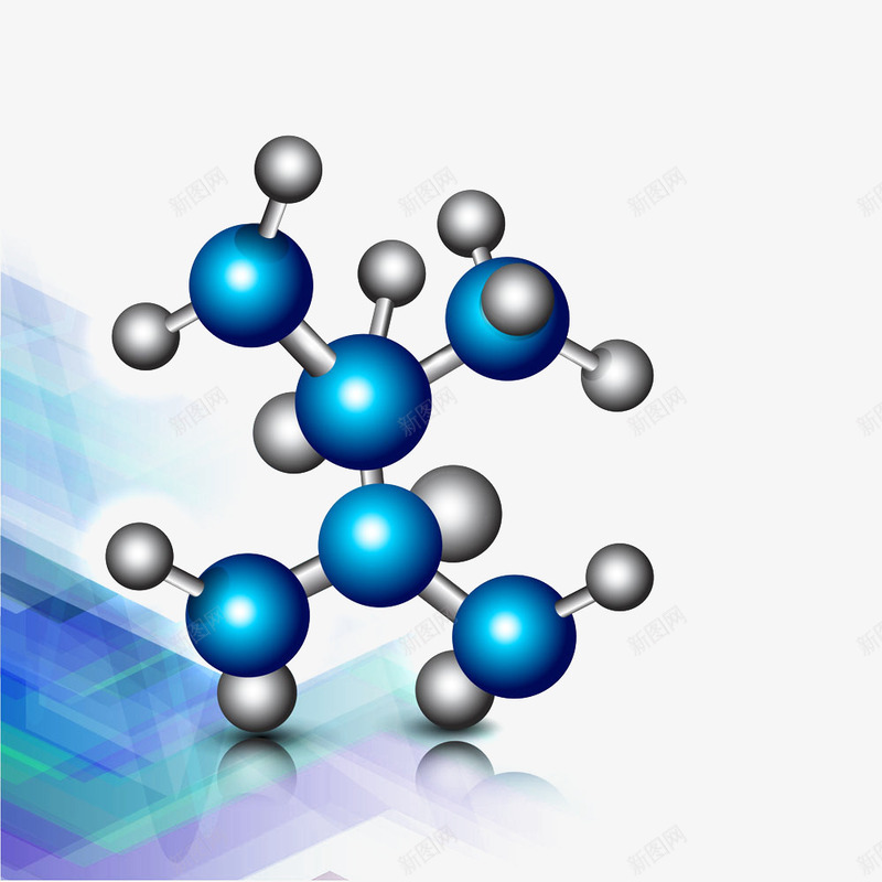 蓝色分子png免抠素材_新图网 https://ixintu.com 分子式 化学 球形 连接