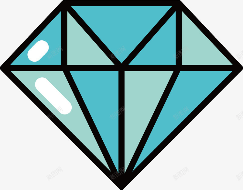 蓝色卡通钻石png免抠素材_新图网 https://ixintu.com 卡通钻石 矢量png 蓝色钻石 钻石 钻石贴纸 闪耀钻石