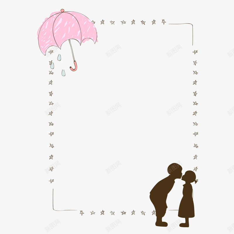 男孩女孩亲吻png免抠素材_新图网 https://ixintu.com 亲吻 剪影 卡通 女孩 男孩 简图 粉色的 边框 雨伞