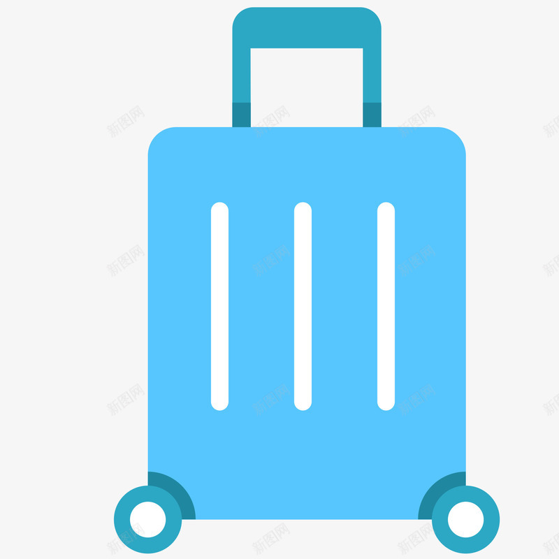 蓝色扁平化行李箱元素图标png_新图网 https://ixintu.com 卡通图标 扁平化 拉杆 纹理 蓝色 行李箱 质感 轮子