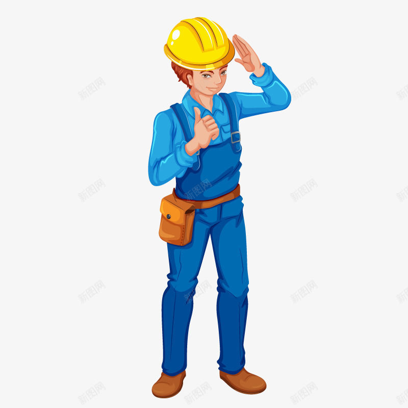 工人简图png免抠素材_新图网 https://ixintu.com 一位 卡通 安全帽 工人 工作服 手绘 蓝色 黄色