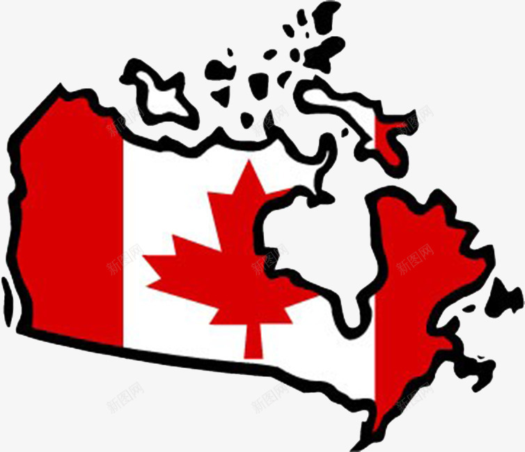 加拿大地图枫叶png免抠素材_新图网 https://ixintu.com 个性 创意 加拿大地图 枫叶