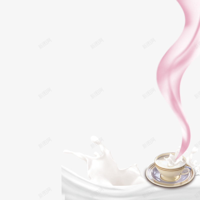 古典中溅起的奶花png免抠素材_新图网 https://ixintu.com 古典的咖啡杯 溅起的奶花 牛奶 盘子 粉色的液体 营养 飞溅