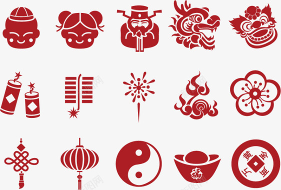 中国传统元素图标图标