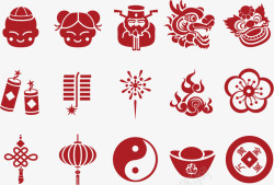 手绘花公鸡中国传统元素图标高清图片