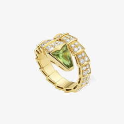实物绿宝石镶钻金戒指素材