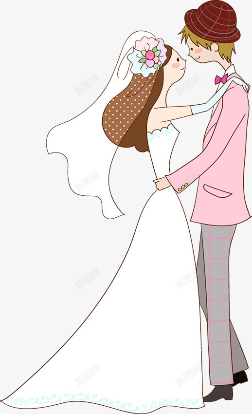 卡通人物结婚png免抠素材_新图网 https://ixintu.com 卡通人物 夫妻 婚纱 浪漫 爱情 甜蜜 白色 结婚