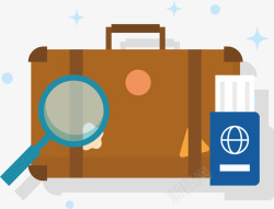 矢量护照检查出国行李安检高清图片