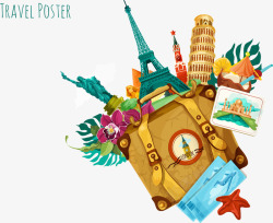 外国海报素材夏天外国旅游海报矢量图高清图片