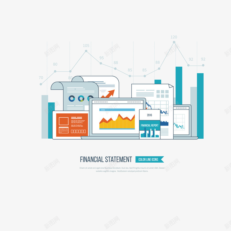 电脑纸张数据矢量图ai免抠素材_新图网 https://ixintu.com 商务 数据 电脑 箭头 统计 矢量图